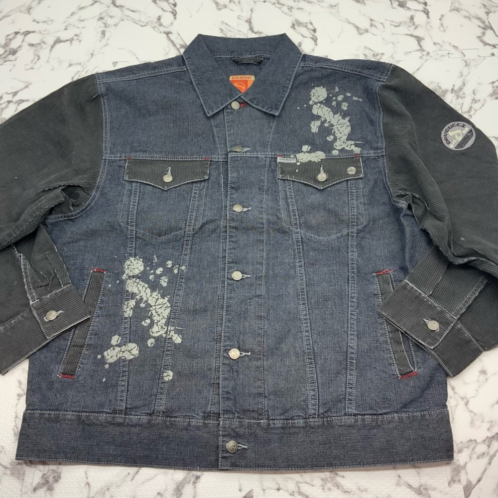 Men's Davoucci Blue Gray Corduroy Casual Denim Jacket